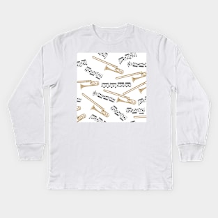 trombones and notes Kids Long Sleeve T-Shirt